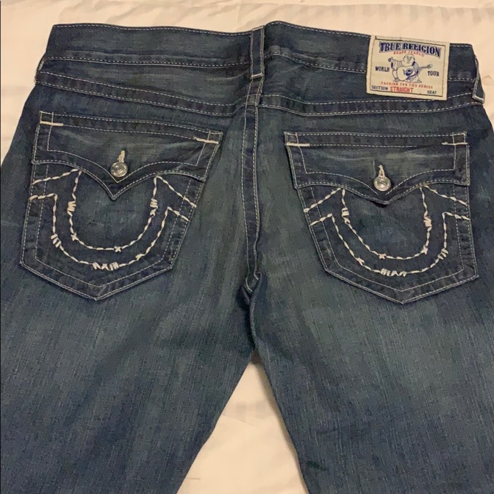 Sz 38 True Religion Dark Wash Denim Straight Jeans